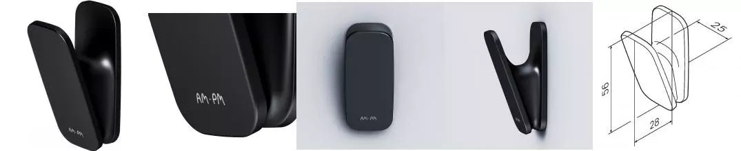 Крючок «AM.PM Plus» Inspire V2.0 Plus A50A355B22 на стену чёрный матовый Крючок «AM.PM Plus» Inspire V2.0 Plus A50A355B22 на стену чёрный матовый