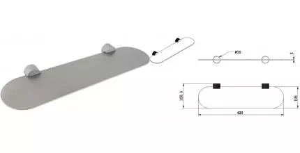Полка в ванну «Allen Brau» Priority 4.0 6.31C13-BN на стену брашированный никель