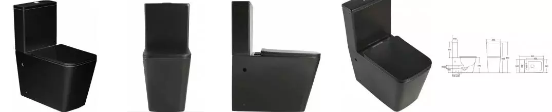 Унитаз компакт безободковый «Esbano» Duero ESUNDUERMB черный матовый с сиденьем дюропласт с микролифтом чёрное