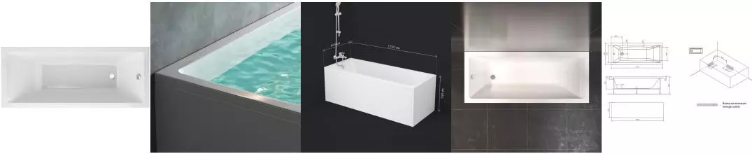 Ванна акриловая «Am.Pm» Gem 170/70 без опор без сифона белая