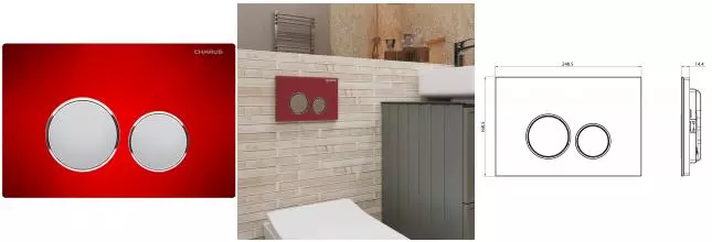 Кнопка смыва «Charus» Bagliore FP.330.RED.10 красная Кнопка смыва «Charus» Bagliore FP.330.RED.10 красная