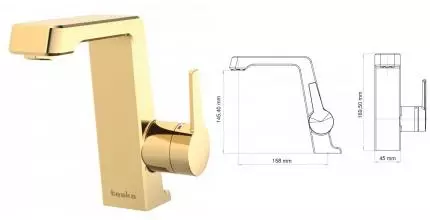 Смеситель для раковины «Teska» Thetis E5207 золото Смеситель для раковины «Teska» Thetis E5207 золото