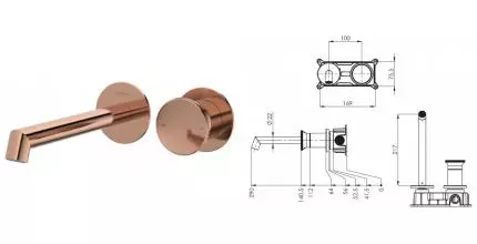 Смеситель для раковины «Teska» Arte E5509 розовое золото