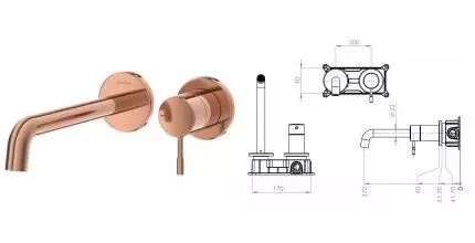 Смеситель для раковины «Teska» Atlas E5709 розовое золото