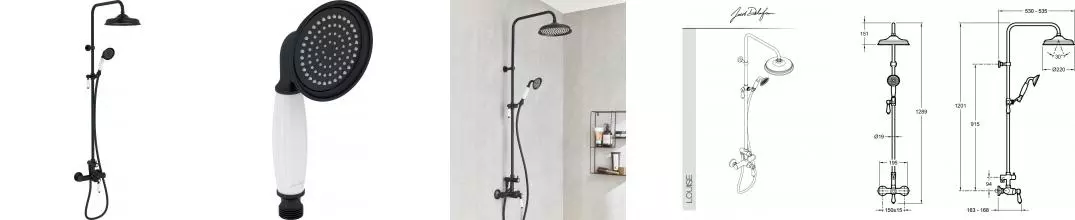 Душевая система «Jacob Delafon» Louise E24368-BL чёрная матовая