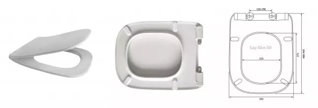 Сиденье для унитаза «Berges Wasserhaus» Gap Slim SO 013003 антибактериальное покрытие, ультратонкое дюропласт с микролифтом белое