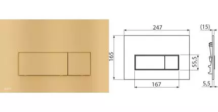 Кнопка смыва «AlcaPlast» M57-G-M золото матовое
