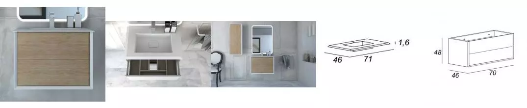 Тумба с раковиной «Cezares» Bellagio 70 (71/46) подвесная Rovere tabacco Тумба с раковиной «Cezares» Bellagio 70 (71/46) подвесная Rovere tabacco