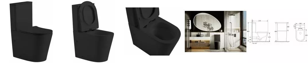 Унитаз компакт безободковый «Abber» Bequem AC1112TMB чёрный матовый с сиденьем дюропласт с микролифтом чёрное