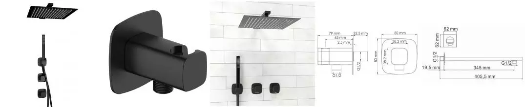 Душевая система «WasserKRAFT» Nuthe A9151.264.219.162.327.242.217 чёрный матовый Душевая система «WasserKRAFT» Nuthe A9151.264.219.162.327.242.217 чёрный матовый