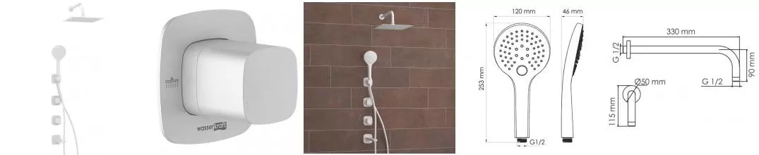 Душевая система «WasserKRAFT» Saale A9551.267.316.146.254.328.156.155 белый матовый Душевая система «WasserKRAFT» Saale A9551.267.316.146.254.328.156.155 белый матовый