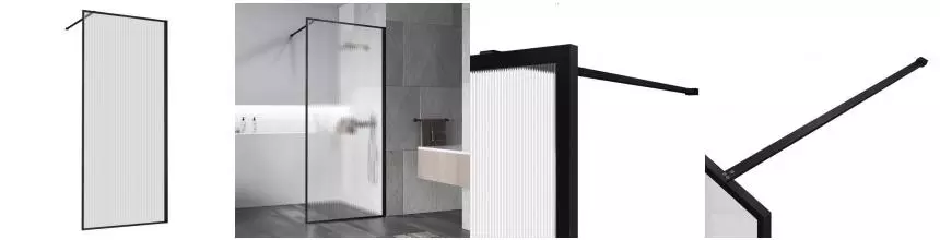Душевая перегородка «Vincea» Walk-In VSW-1HP100FLB 100/200 рифлёная/чёрная универсальная Душевая перегородка «Vincea» Walk-In VSW-1HP100FLB 100/200 рифлёная/чёрная универсальная
