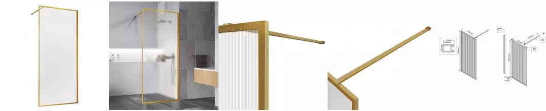Душевая перегородка «Vincea» Walk-In VSW-1HP100FLBG 100/200 рифлёная/золото универсальная Душевая перегородка «Vincea» Walk-In VSW-1HP100FLBG 100/200 рифлёная/золото универсальная