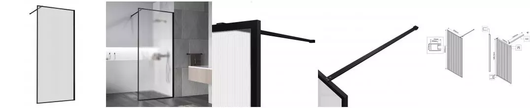 Душевая перегородка «Vincea» Walk-In VSW-1HP800FLB 80/200 рифлёная/чёрная универсальная Душевая перегородка «Vincea» Walk-In VSW-1HP800FLB 80/200 рифлёная/чёрная универсальная