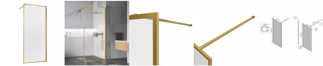 Душевая перегородка «Vincea» Walk-In VSW-1HP800FLBG 80/200 рифлёная/золото универсальная Душевая перегородка «Vincea» Walk-In VSW-1HP800FLBG 80/200 рифлёная/золото универсальная