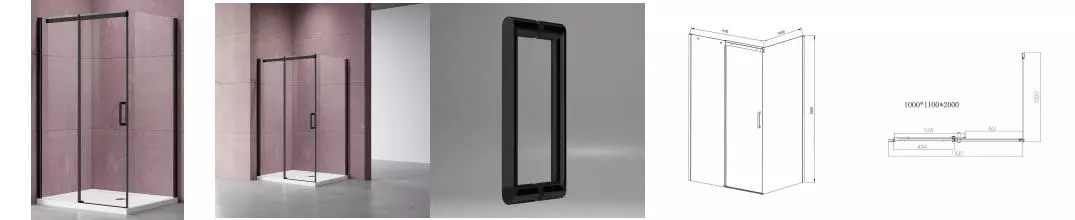 Душевой угол-ограждение «Vincea» Dice VSR-4D1011CLB 110/100 прозрачный/чёрный прямоугольный без поддона универсальный Душевой угол-ограждение «Vincea» Dice VSR-4D1011CLB 110/100 прозрачный/чёрный прямоугольный без поддона универсальный