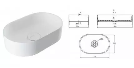 Раковина «Allen Brau» Activity Oval 53/33 4.12001.20 литьевой мрамор белая матовая