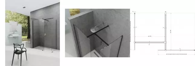 Душевой угол-ограждение «Ravak» Walk-In Double Wall 130-200/70 Transparent/чёрный универсальный Душевой угол-ограждение «Ravak» Walk-In Double Wall 130-200/70 Transparent/чёрный универсальный
