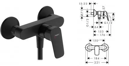 Смеситель для душа «Hansgrohe» Logis 71600670 чёрный матовый Смеситель для душа «Hansgrohe» Logis 71600670 чёрный матовый