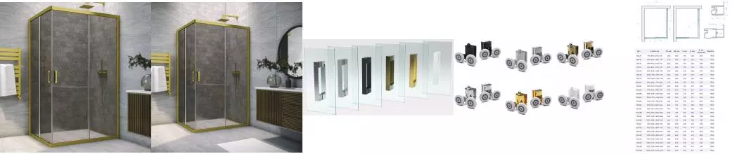 Душевой угол-ограждение «Vegas Glass» ZA-F Novo 90/80 графит/брашированное золото без поддона универсальный
