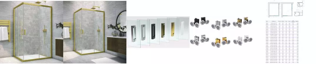 Душевой угол-ограждение «Vegas Glass» ZA-F Novo 90/80 Crystalvision/брашированное золото без поддона универсальный