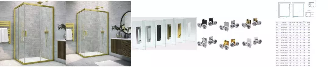 Душевой угол-ограждение «Vegas Glass» ZA-F Novo 110/100 Crystalvision/брашированное золото без поддона универсальный