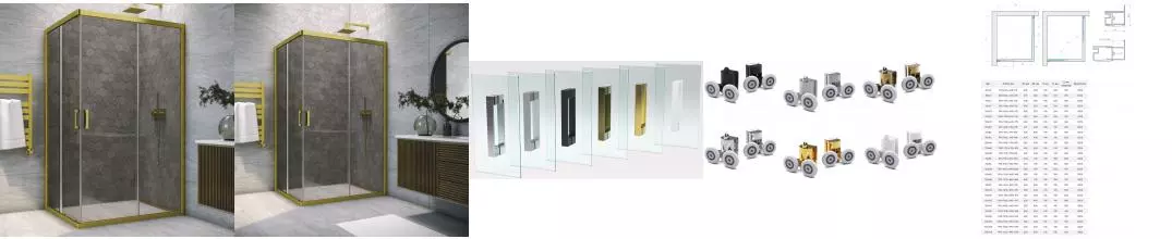 Душевой угол-ограждение «Vegas Glass» ZA-F Novo h2000 100/80 графит/брашированное золото без поддона универсальный