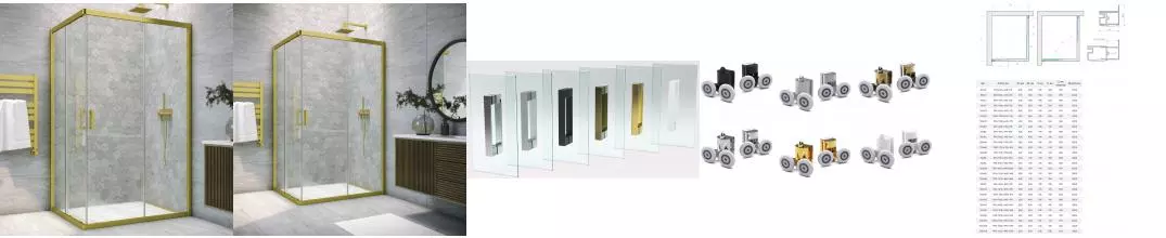 Душевой угол-ограждение «Vegas Glass» ZA-F Novo h2000 100/80 Crystalvision/брашированное золото без поддона универсальный