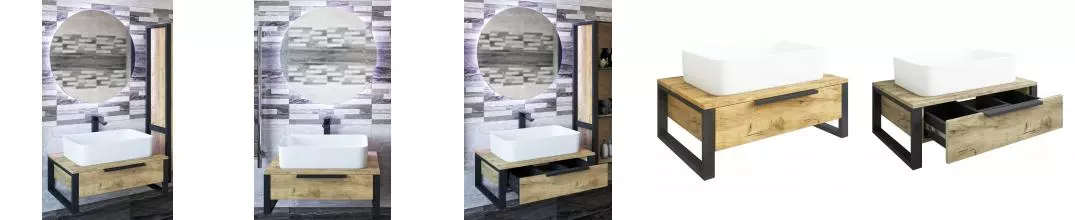 Мебель для ванной подвесная «Sanflor» Гард 70 Дуб крафт золотой/чёрный