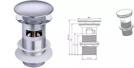 Донный клапан для раковины «Акватек» AQ6001CR с механизмом Клик-Клак хром