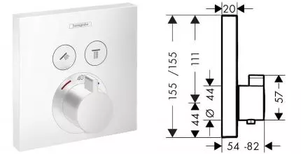 Внешняя часть смесителя «Hansgrohe» ShowerSelect 15763700 белая матовая Внешняя часть смесителя «Hansgrohe» ShowerSelect 15763700 белая матовая