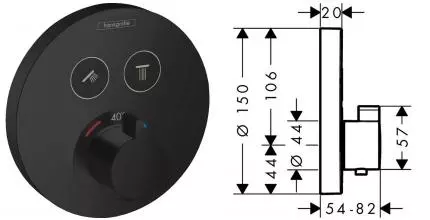 Внешняя часть смесителя «Hansgrohe» ShowerSelect S 15743670 чёрная матовая Внешняя часть смесителя «Hansgrohe» ShowerSelect S 15743670 чёрная матовая