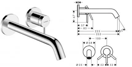 Внешняя часть смесителя «Hansgrohe» Tecturis S 73351000 хром