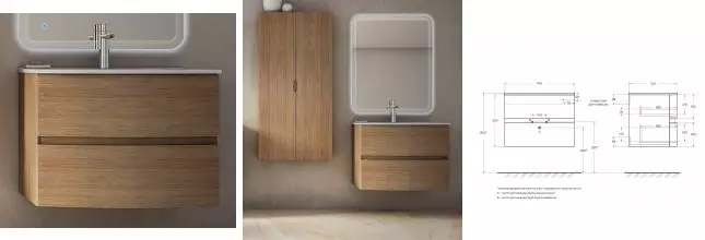 Тумба с раковиной «Cezares» Elettra 75 (75/52) подвесная Rovere tabacco Тумба с раковиной «Cezares» Elettra 75 (75/52) подвесная Rovere tabacco