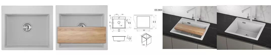 Мойка для кухни «Granula» ES-5804 58/50 кварц арктик