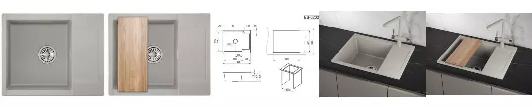 Мойка для кухни «Granula» ES-6202 62/50 кварц базальт