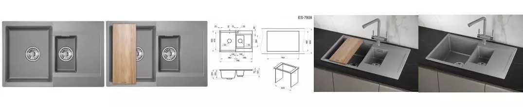 Мойка для кухни «Granula» ES-7808 78/50 кварц алюминиум Мойка для кухни «Granula» ES-7808 78/50 кварц алюминиум