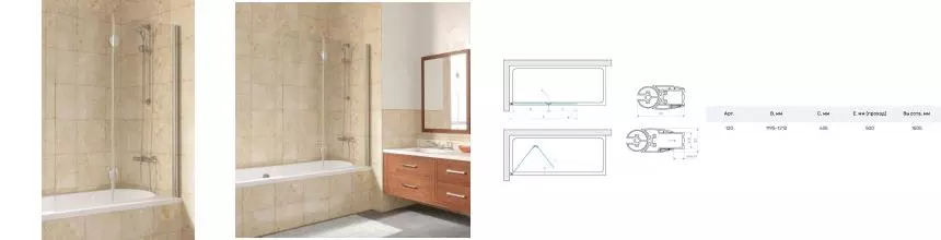 Шторка на ванну стеклянная «Vegas Glass» E2V Lux 120/150 прозрачная/хром глянцевый правая Шторка на ванну стеклянная «Vegas Glass» E2V Lux 120/150 прозрачная/хром глянцевый правая
