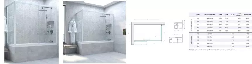 Шторка на ванну стеклянная «Vegas Glass» ZV+ZVF Novo 170/80 Crystal vision/белая универсальная