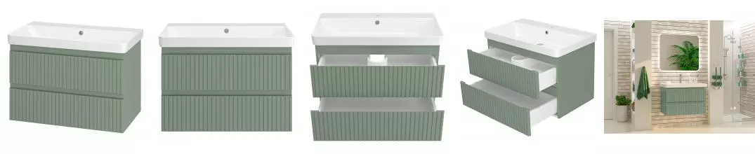 Тумба с раковиной «Brevita» Victory 80 (Luxury 80) подвесная зелёная