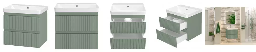 Тумба с раковиной «Brevita» Victory 60 (Luxury 60 11060) подвесная зелёная