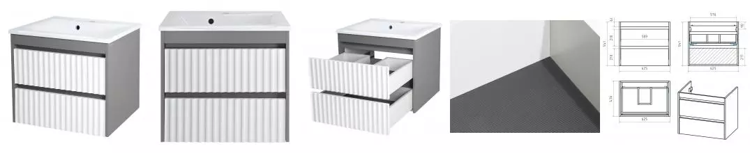 Тумба с раковиной «Brevita» Balaton 65 (Комфорт 65) подвесная белая/серая