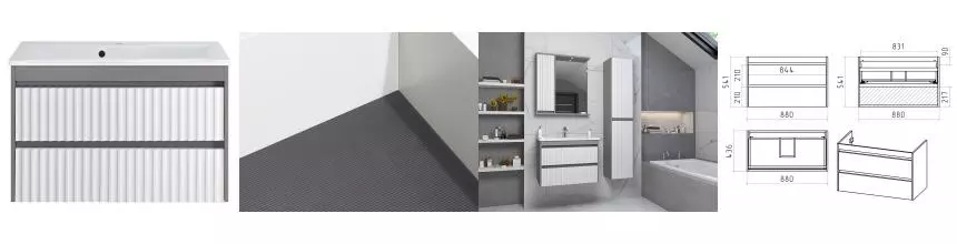 Тумба с раковиной «Brevita» Balaton 90 (Комфорт 90) подвесная белая/серая