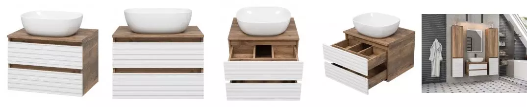 Тумба с раковиной «Brevita» Dakota 60 (Melana 50) подвесная белая/дуб галифакс олово Тумба с раковиной «Brevita» Dakota 60 (Melana 50) подвесная белая/дуб галифакс олово