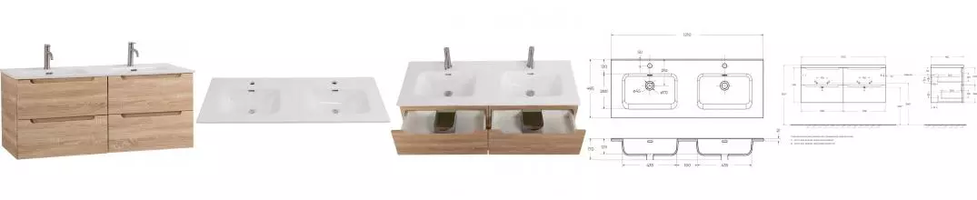 Тумба с раковиной «Belbagno» Etna 120 (BB1200-2-ETL) подвесная Rovere Bianco