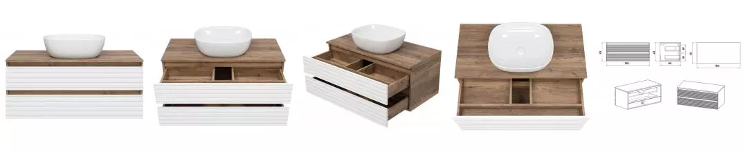 Тумба с раковиной «Brevita» Dakota 100 (Melana 50) подвесная белая/дуб галифакс олово Тумба с раковиной «Brevita» Dakota 100 (Melana 50) подвесная белая/дуб галифакс олово