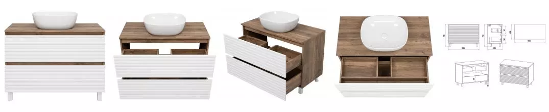 Тумба с раковиной «Brevita» Dakota 100 (Melana 50) белая/дуб галифакс олово Тумба с раковиной «Brevita» Dakota 100 (Melana 50) белая/дуб галифакс олово