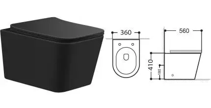 Подвесной унитаз безободковый «Aquanet» Tavr 2.0 W Rimless чёрный матовый с сиденьем дюропласт с микролифтом чёрное Подвесной унитаз безободковый «Aquanet» Tavr 2.0 W Rimless чёрный матовый с сиденьем дюропласт с микролифтом чёрное