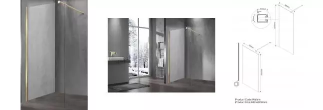 Душевая перегородка «Vincea» Walk-In VSW-1H600CLG 60/200 прозрачная/матовый золотой универсальная Душевая перегородка «Vincea» Walk-In VSW-1H600CLG 60/200 прозрачная/матовый золотой универсальная