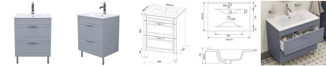 Тумба с раковиной «Iddis» Oxford 60 (Optima Home 60/46) светло-серый